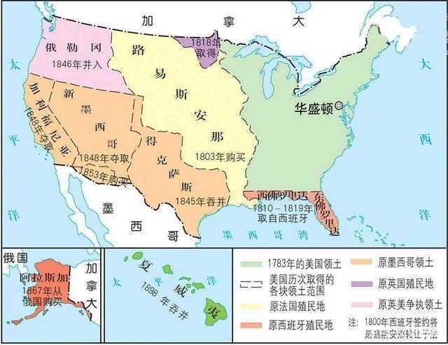 美国领土扩张示意图