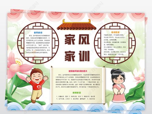 中国风传统美德家风家训手抄报