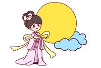 嫦娥卡通简笔画中秋节手抄报 画中秋节的手抄报