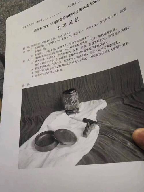 考试题目:戴眼镜男青年素描头像带手,画照片模拟写生 /  2019年 色彩