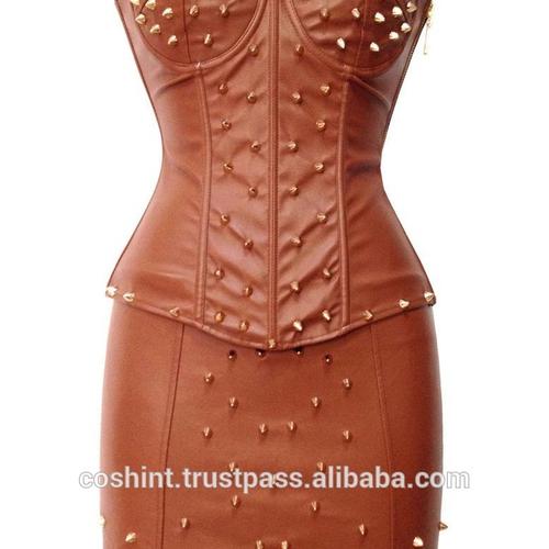 stud leather corset