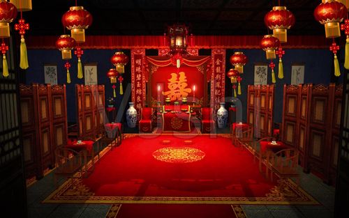 视频素材 舞台背景 场景背景 古代婚礼拜堂成亲 来自视频原始文件或