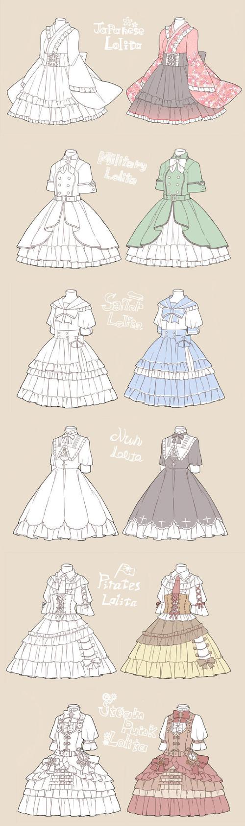 洛丽塔百褶裙华丽的小裙子绘画参考