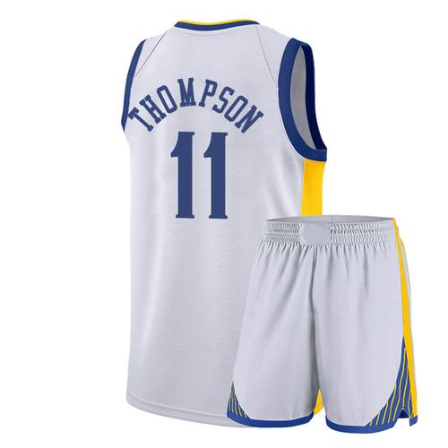新款款勇士队号汤普森11球衣套装城市中文热压版黑篮球队服复古黄