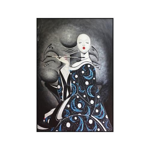 新中式玄关装饰画巨幅竖版画酒店客厅沙发背景墙画壁画人物抽象画