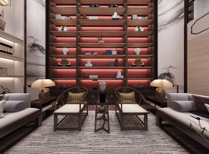 上海160平米新中式私人会所装修案例效果图