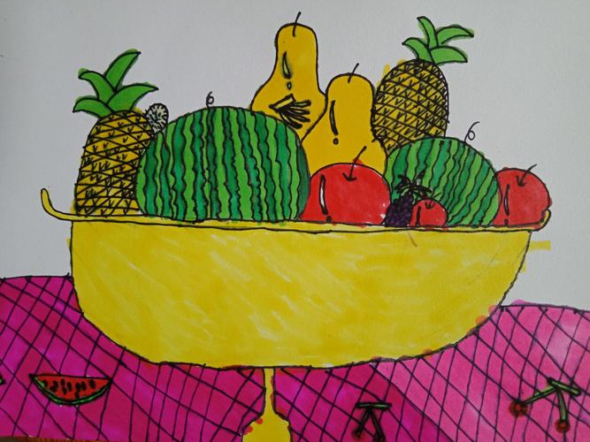 二年级美术课堂《水果大聚会》作品展播