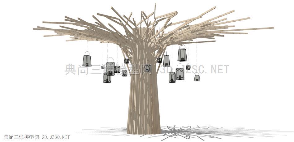 柱子包柱层板架书架柱装饰装饰树室内小品精su模型装饰柱