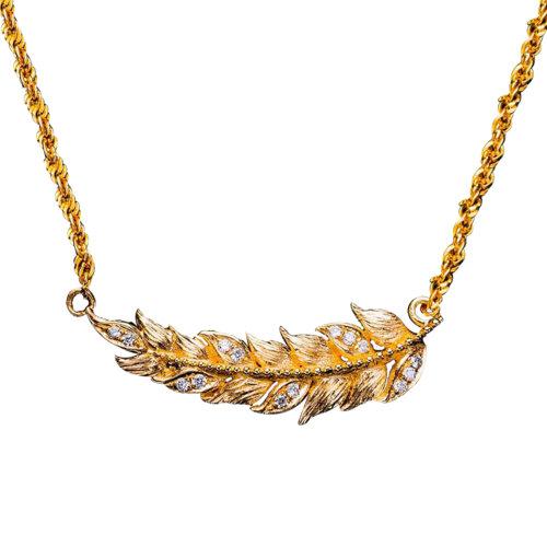 rareme/若觅珠宝 18k金 钻石 麦穗 项链女 春日新款 复古时尚简约百搭