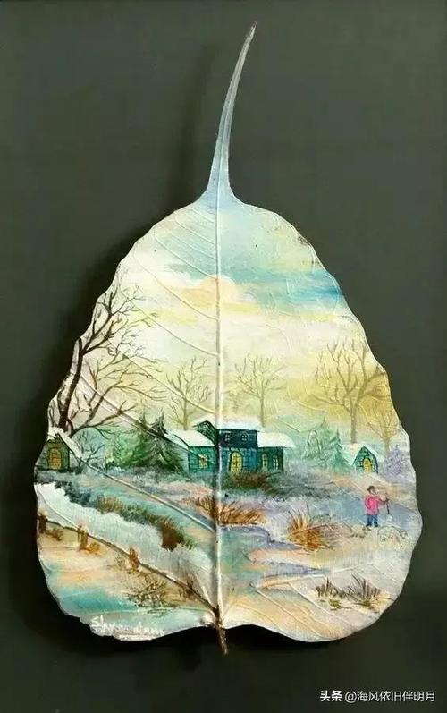 树叶制作的艺术画