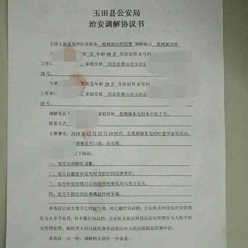 "110那些事儿"——玉田县公安局孤树镇派出所调解一起治安案件