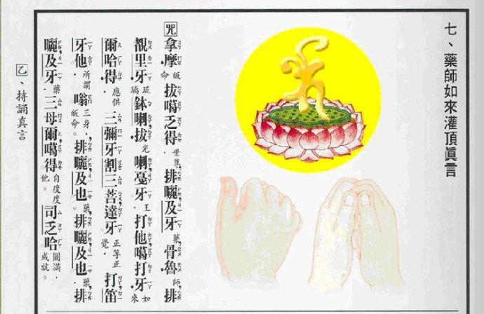 六,观音灵感真言手印及种子字,笔者自己用同六字大明咒,左手小指在下