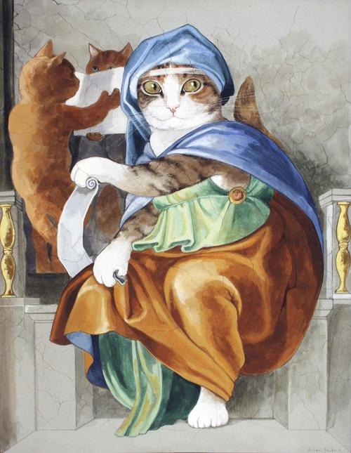 来自英国画家susanherbert画笔下的猫咪转