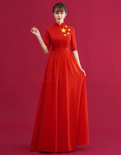 丽佰昕建党节大合唱团演出服女长裙红歌诗朗诵演讲比赛服装舞台指挥