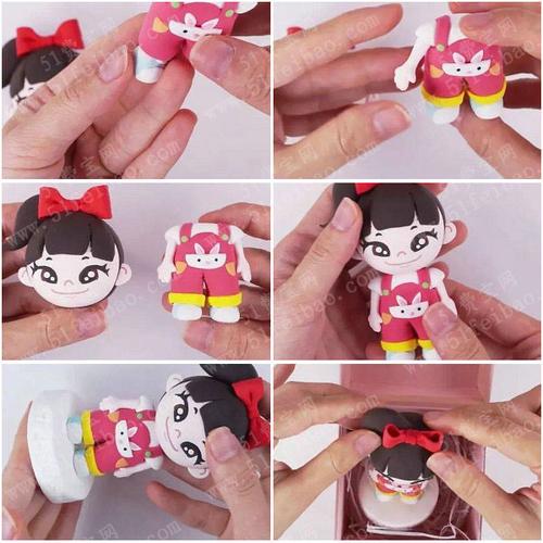 趣味粘土手工q版卡通小女孩人偶礼物