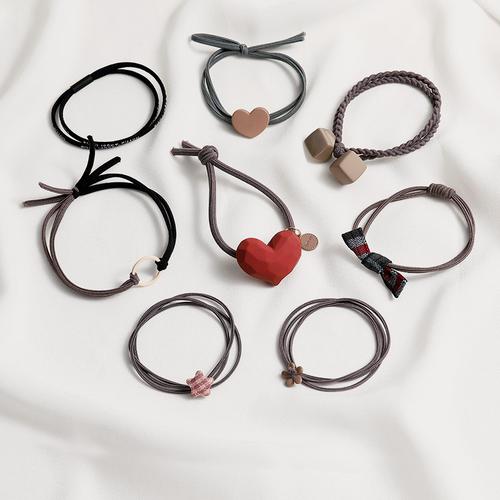 橡皮筋扎头发韩国网红皮筋女童发圈简约头绳女小女孩爱心发饰发绳