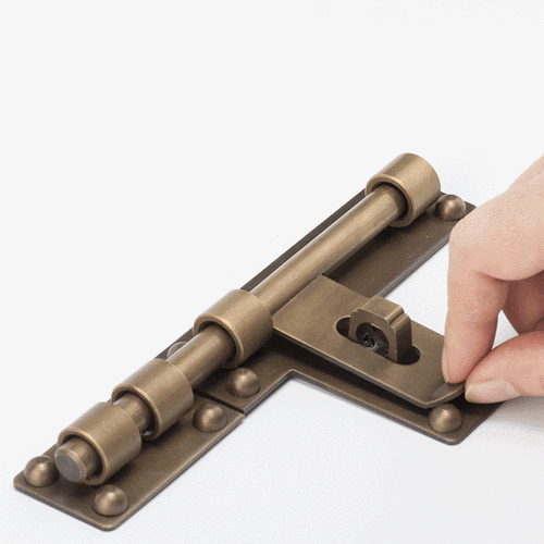 门插销门扣门栓大门插锁纯铜老式大号门闩仿古木门明装加长门拴星袖18