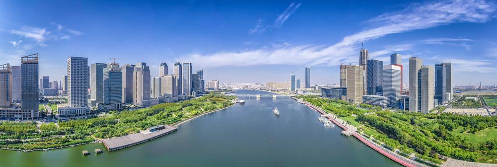 (航拍海河两岸.中国网发 天津滨海新区供图)