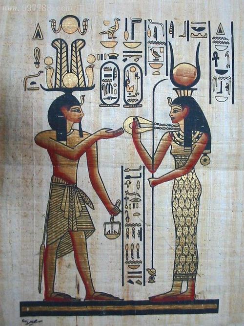 埃及树皮画一张,33*40厘米,色泽鲜艳画工精良,有签名