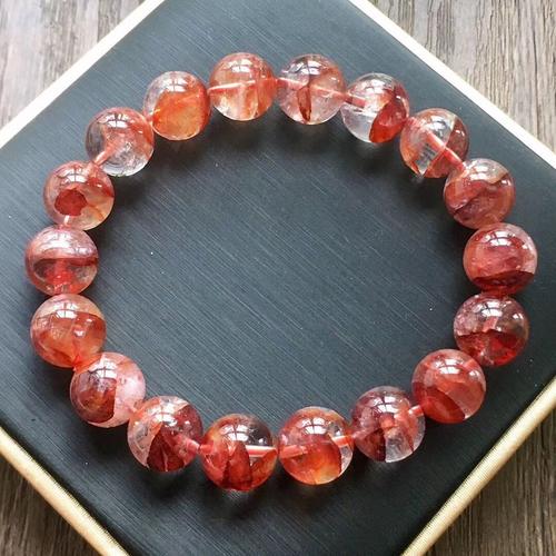 心灵面包稀有坦桑鸩羽幽灵红胶花天然水晶牛血红招财挡煞手链串