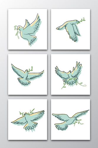 6款矢量和平鸽图案