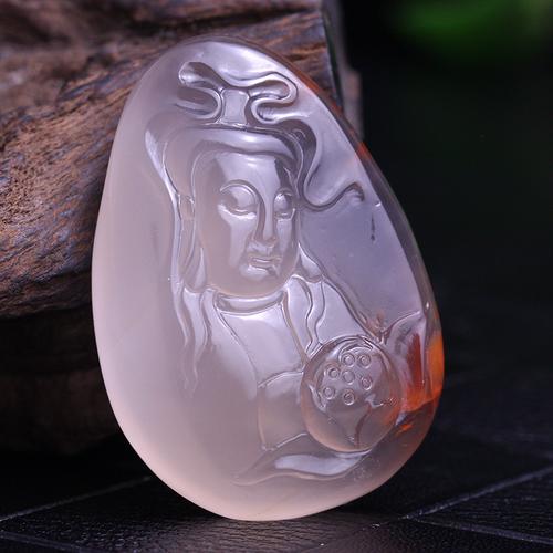 32.05克冰飘南红玛瑙挂件莲花观音