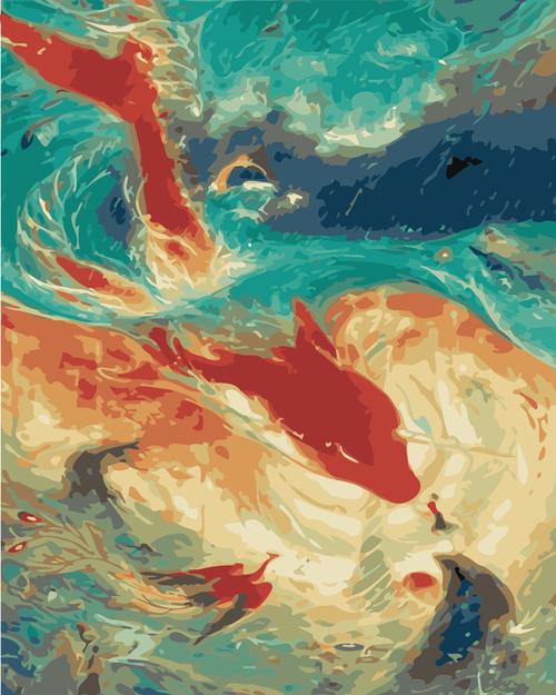 diy数字油画 纯手绘风景油画客厅卧室卡通动漫填色装饰画大鱼海棠