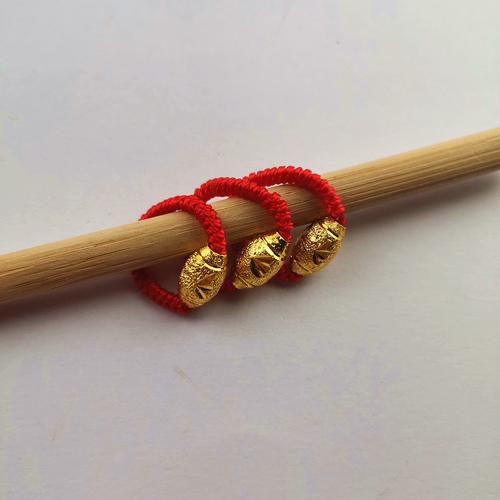 本命年红绳金转运珠路路通戒指红绳编织男女款戒指