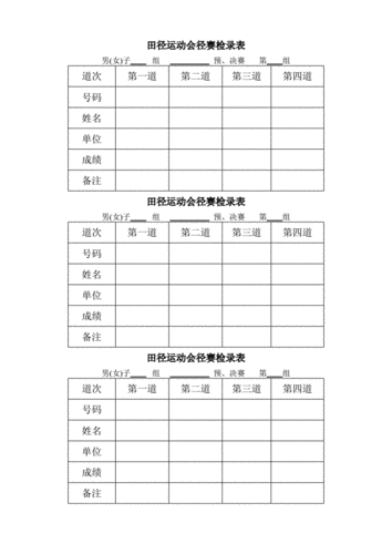 【2017年整理】田径运动会径赛检录表.doc
