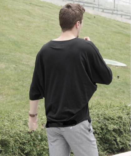 男士新款夏季个性宽松t恤肥老短中袖蝙蝠衫胖子装英伦