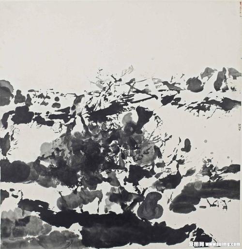黑白色赵无极抽象画