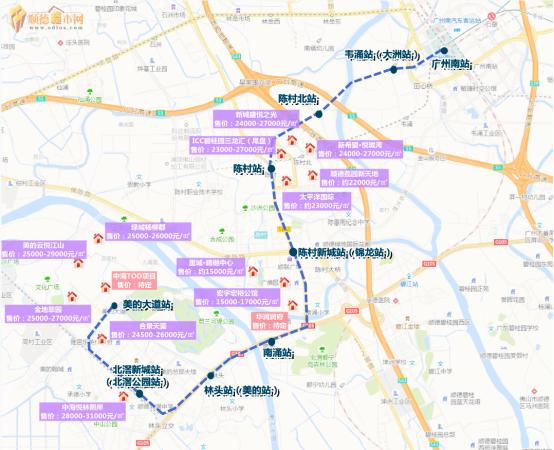 最高3w广州地铁7号线西延顺德段沿线房价大曝光
