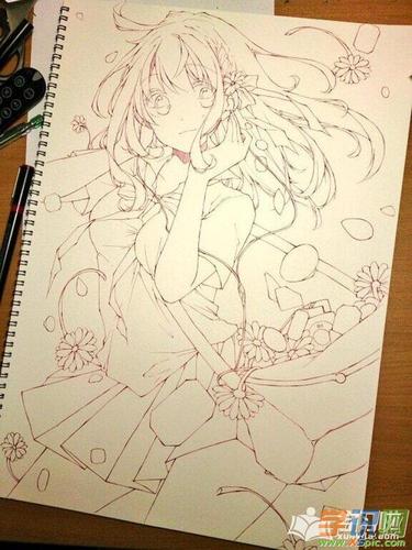 动漫素描少女图片_动漫素描少女素材