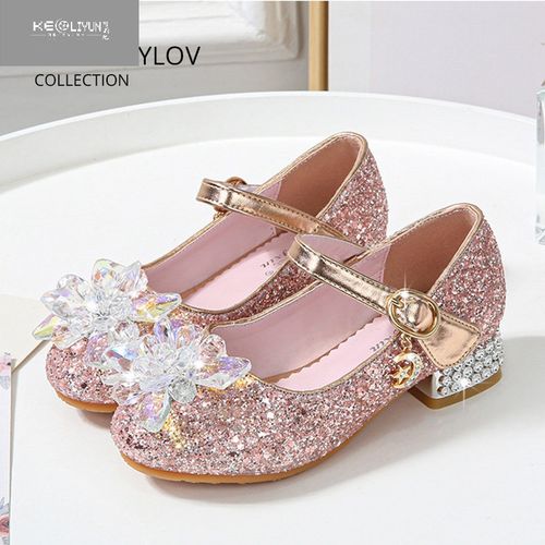 女童鞋子2020新款皮鞋小女孩公主鞋洋气软底高跟走秀演出水晶单鞋可莉