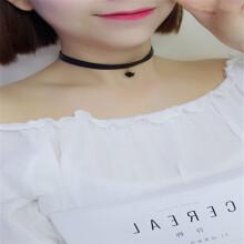 方扣气质短款女生项链锁骨链颈链项圈 女 黑色x-741 分享朋友圈送一