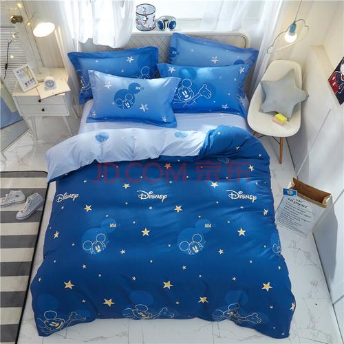 三件套全棉艾莎三件套卡通床单女童纯棉床上用品床笠被套四件套 蓝色