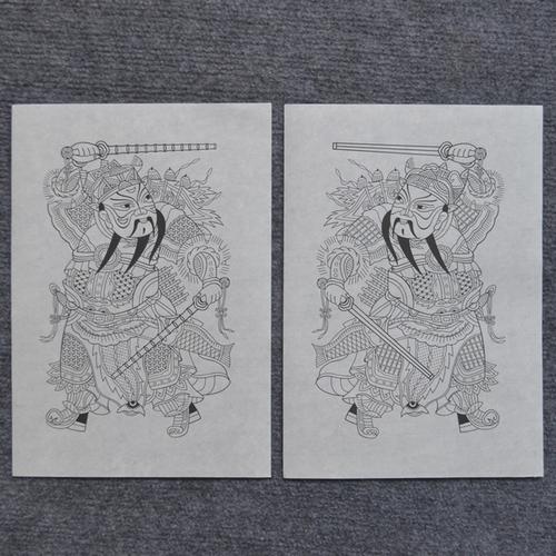 [梁公馆] 年画体验课堂秦琼敬德小门神 diy 朱仙镇木版年画填色年画