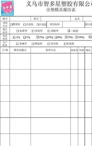 注塑模具履历表
