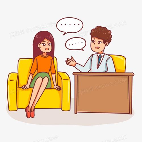 卡通手绘咨询医生谈话场景素材