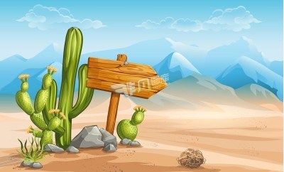 沙漠中的仙人掌简笔画彩色