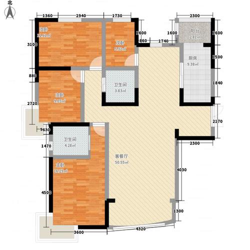 鸿运润园4室1厅2卫1厨151.00㎡户型图