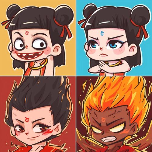 手绘q版哪吒同人头像