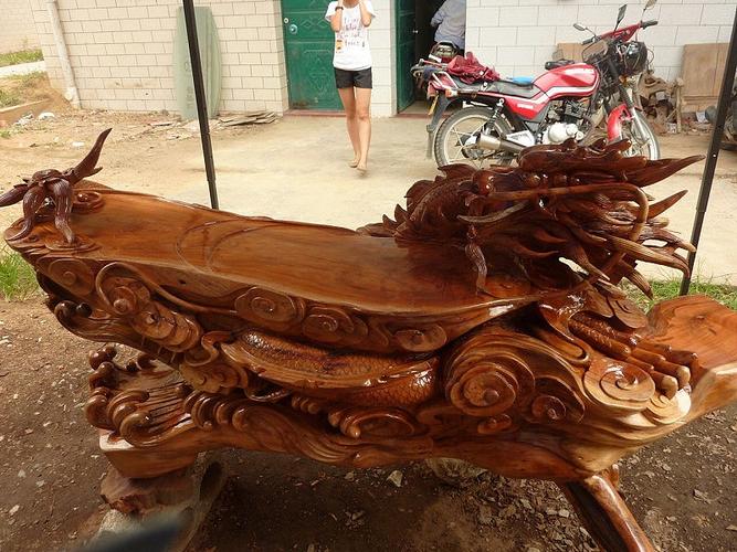 龙盘月-根雕茶台|纯艺术|雕塑|野生雕刻家 - 原创作品