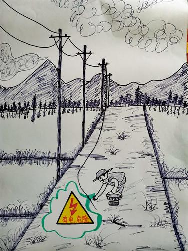 陶华教师《防触电》作品注释:安全用电天天讲,用电事故可预防!