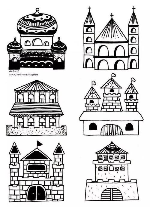 简笔画简笔房屋建筑临摹素材