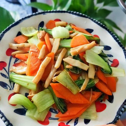肉炒油菜胡萝卜