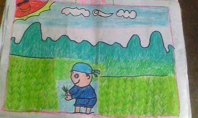 儿童画春天来了图片集_插秧