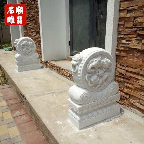 石雕门墩抱鼓石汉白玉老石鼓摆件仿古狮子貔貅招财镇宅门口仿古