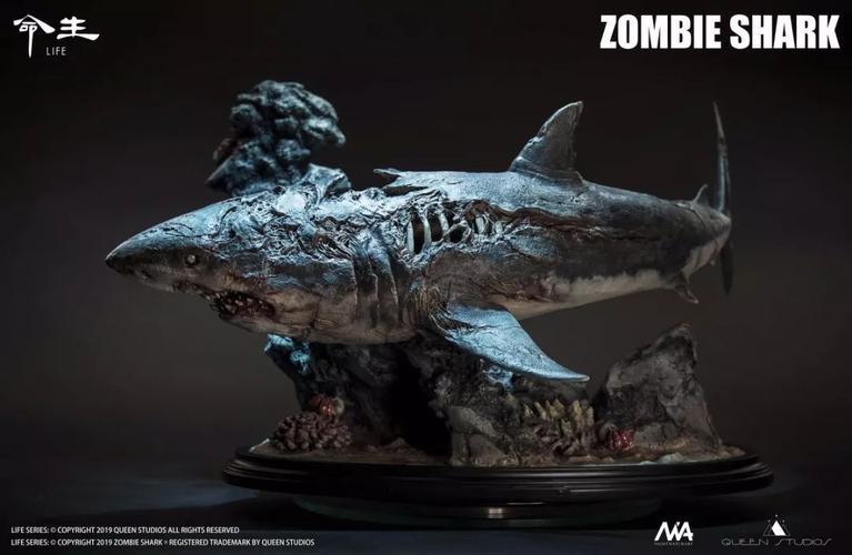 新品预定queenstudios110生命系列骷髅鲨zombieshark雕像