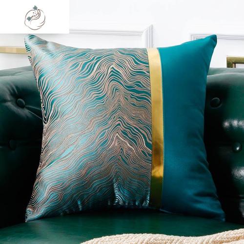 样板房金色沙发靠垫提花拼接床头抱枕飘窗软装轻奢靠枕客厅靠背舒适